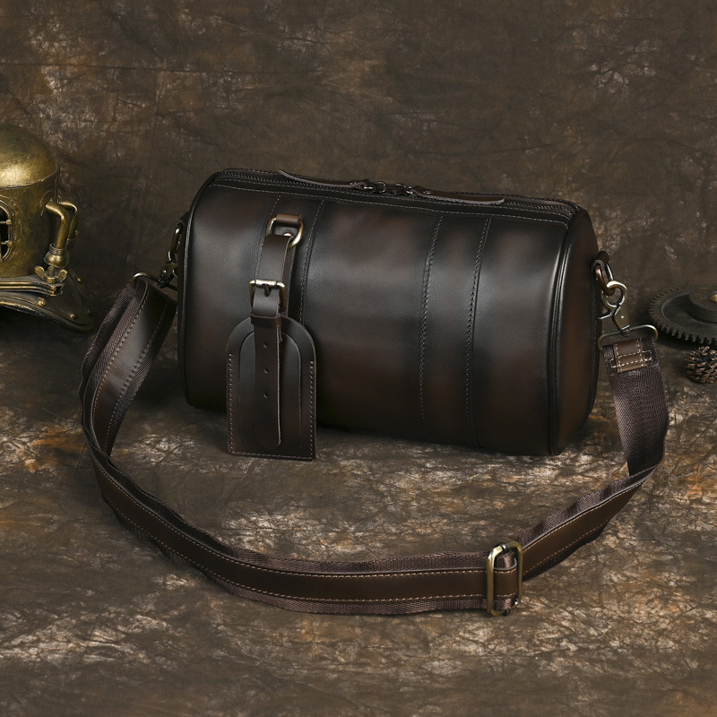Interior Design Simple - Layer Cowhide Vintage Men's Crossbody Round