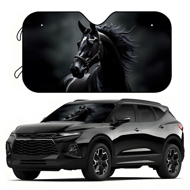 Interior Design Its - Black Horse Pattern Sun Visor with