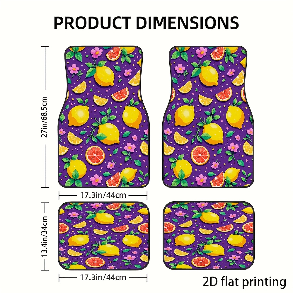 4pcs Car Floor Mats, Lemon And - đánh giá và giá Interior Design Illustration